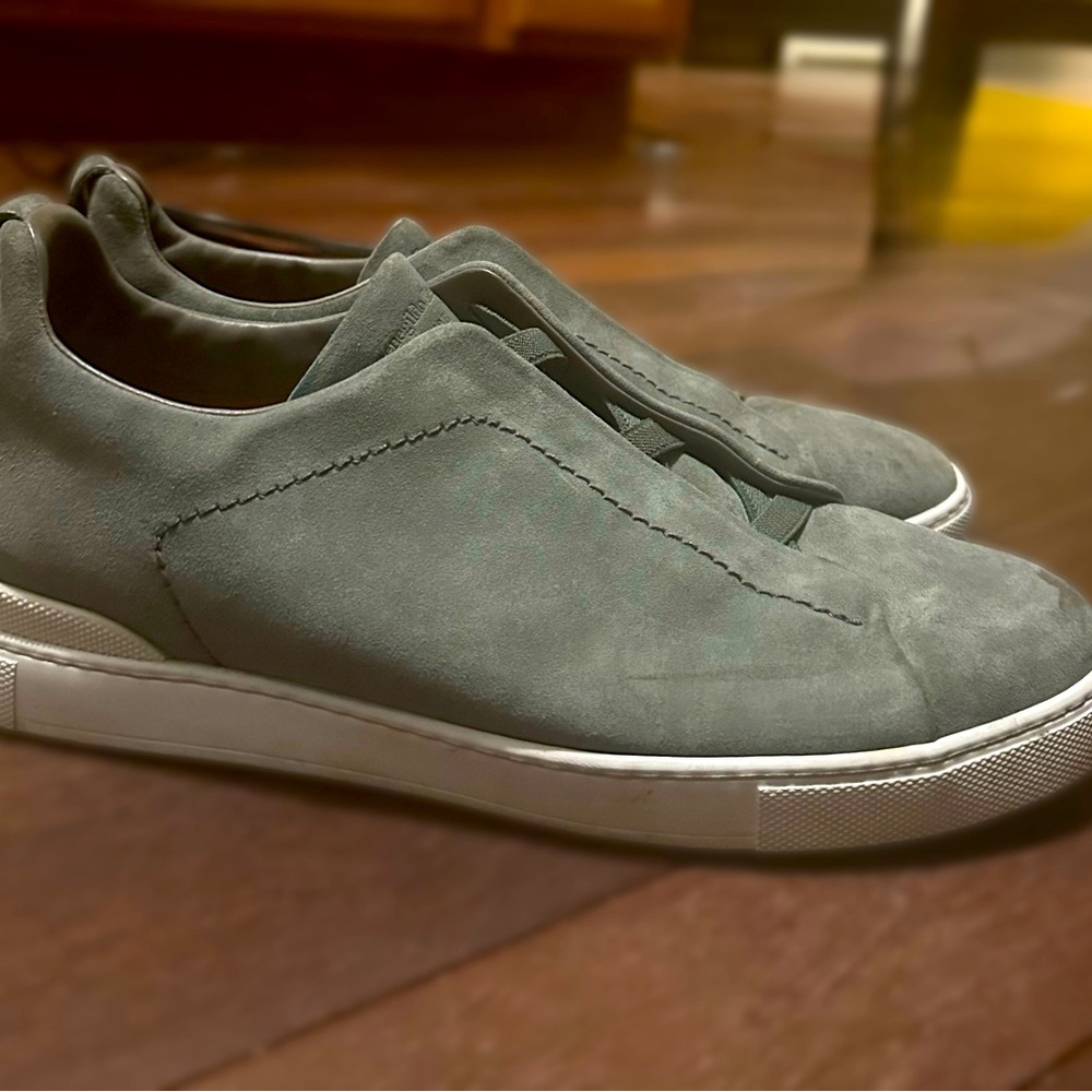 Ermenegildo Zegna Triple Stitch Suede Sneakers Size 11